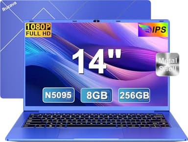 Ordenador Portátil 14 Pulgadas Celeron N5095 Up to 2,9 GHz Win11 8GB RAM 256GB SSD Expansión 1TB 5G WiFi Portatil 1920x1080 FHD BT4.2 HDMl USB 3.0 con Mouse Español Película - Violeta Metal Portatiles