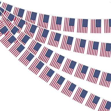 Ahfulife Guirnalda Bandera Estados Unidos, 30 Unidades Banderines de Estados Unidos de 14×21cm-10m, Banderines de Bandera de USA para Copa Mundial el día Nacional Decoraciones 1 Paquete