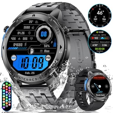 ESFOE Militar Reloj Inteligente Hombre GPS,1.43" AMOLED Smartwatch Hombre con 5ATM&IP69K Impermeable,45 Días Larga Batería,Altitude y Brújula,170+Deporte Modos Smartwatch con Llamadas Bluetooth