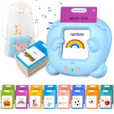 510 Palabras Juguetes niños 2 años, Tarjetas parlantes español para niños de 2 a 6 años, Juguetes educativos 2 años, Juguetes Educativas Audibles Azul (Español/Inglés/Bilingüe)