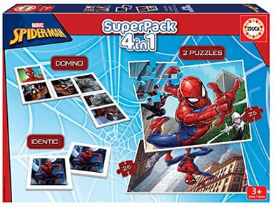 Educa - Superpack Spiderman Múltiples Posibilidades de Juego para Jugar Solo o acompañado Incluye Domino Identic y 2 Puzzles Juego de Mesa para niños a Partir de 3 años (19353)