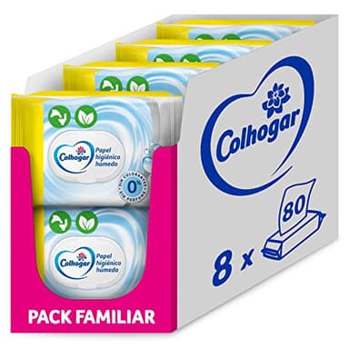 Colhogar Pure Moist x640 - Papel Higiénico Húmedo Desechable - Sin Alcohol - Pieles Sensibles - Dermatológicamente Testado - Paquete con 640 Toallitas Húmedas y Desechables por WC (8x80)