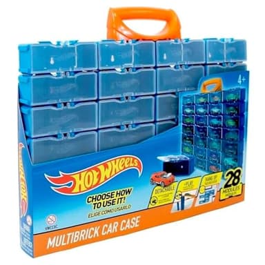 Hot Wheels Multibrick HWCC8C - Maletín coleccionable para hasta 28 coches, compatible con pistas, juego y construcción, almacenamiento, vitrina, caja de colección, multicolor (HWCC8C)