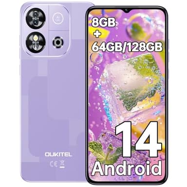 OUKITEL C57S Telefonos Moviles Libres - Moviles Android 14 6.52" Pantalla HD+ Telefono Movil Inteligentes Smartphone 8GB RAM + 64GB ROM/128 GB 4300mAh Cámara 13MP Dual 4G SIM Face ID