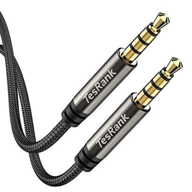 TesRank Cable Audio Auxiliar, Cable Jack 3.5mm Macho Macho 4 Pines TRRS Cable Aux Estéreo Jack Conector Alargador Cable para Móviles,Auricular Diadema,Altavoces,Coche,MP3,Ordenador,Microfóno-1 Metro