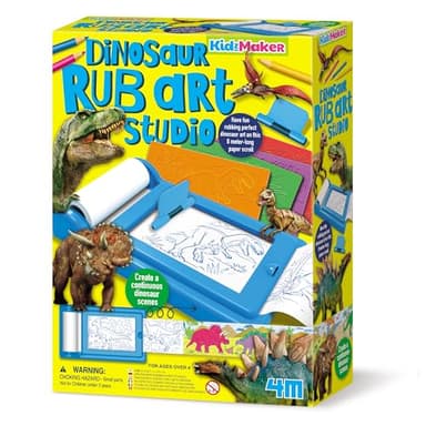 4M - Estudio de arte de dinosaurios | KidzMaker | Imprime obras de arte de dinosaurios en rollo de papel continuo de 8 m | Diversión de aprendizaje creativo | 68744