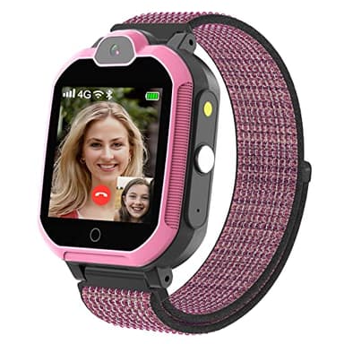 PTHTECHUS Smartwatch Niños, 4G GPS Reloj Inteligente niños con WiFi Videollamada Chat de Voz Podómetro SOS Alarma Juego Reloj Teléfono para Niños Niña 4-12 Años