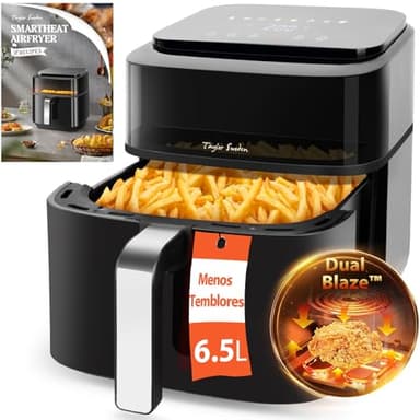 Taylor Swoden Freidora Aire 6,5 Litros Dual Blaze™ Air Fryer 1800W con Ventana, EvenlyCook, 8 Programas, Panel Táctil, Interior Metálico, Temperadura y Tiempo Regulable, Apta para Lavavajillas