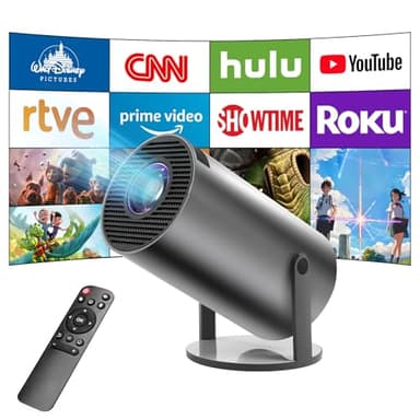 Proyector Portatil, 4K Mini Proyector Pantalla Proyector con Android 11,2.4/5G WiFi Bluetooth 5.0,Giro de 180 Grados,Keystone Automática Proyectores, Compatible con Teléfono/PC (Gris Negro)