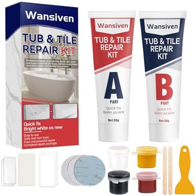 Wansiven Juego de reparación de azulejos blanco, juego de reparación de cerámica impermeable y a prueba de fugas, juego de reparación de lavabos para reparar arañazos