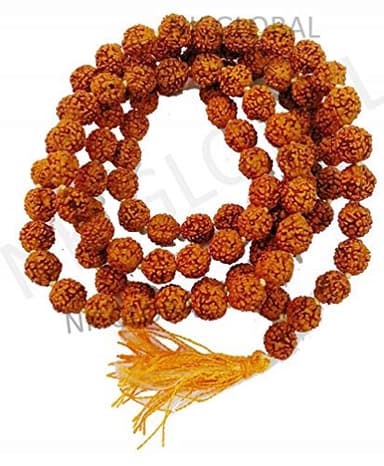 NK GLOBAL Rudraksha Mala, 108 cuentas de Japa Mala, tibetano, budista, hindú, cuentas de oración para cantar, rosario, cadena sagrada, collar de oración, Natural