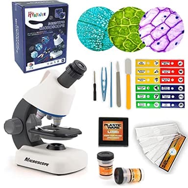Stem Microscopio para niños - Zoom de hasta 40-1200x Diapositivas en Blanco y preparadas Luz LED incorporada y Varias Herramientas operativas configuradas Kit de microscopio científico para niños