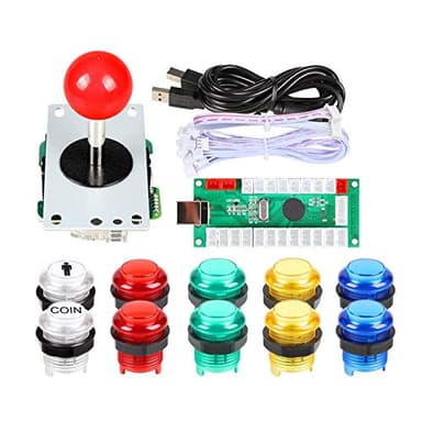 EG STARTS Zero Delay USB Encoder para PC Juegos Red Joystick + 10x LED iluminado 5V Botones pulsadores para Arcade Joystick DIY Kits Partes Mame Raspberry Pi 2 3 3B