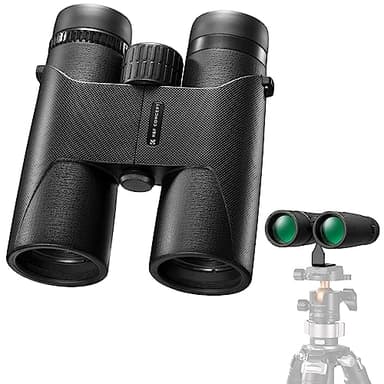 K&F Concept 10 * 42 Prismáticos, Binóculo de Prisma BAK4 y Lentes FMC, Binoculares Professional para Observación de Aves, con Adaptador para Trípode, Ligeros y Portátiles, Negro