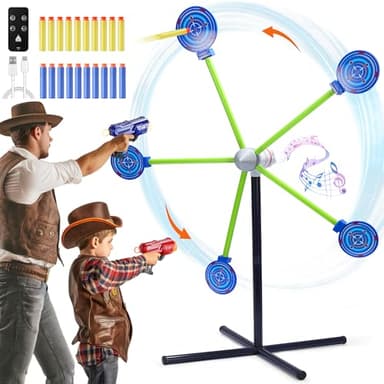 fygurso Juego de Disparos para Dos Jugadores Pistola de Juego de Dardos de Espuma con Diana Giratorio con reinicio automático Regalo Ideal para niños de 4 5 6 7 8 9 10 años y más