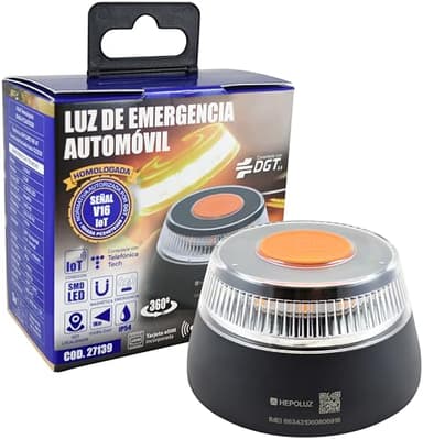 HEPOLUZ Luz de emergencía V16 homologada con conectividad IoT eSIM y certificación DGT 2026
