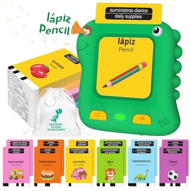 Richgv Juguetes Niños 2 3 4 5 Años, Español & Inglés Bilingüe Tarjetas Flash Parlantes,280 Palabras Educativos Electrónico Talking Flashcards, Regalos para niños y niñas de 2 3 años