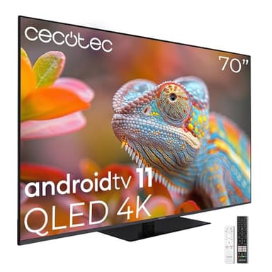 Cecotec Televisor QLED 70" Smart TV V1Z+ Series VQU11070Z+. Resolución 4K UHD, Sistema Operativo Android TV 11, Subwoofers, Chromecast, HDR10+, Google Voice Assistant