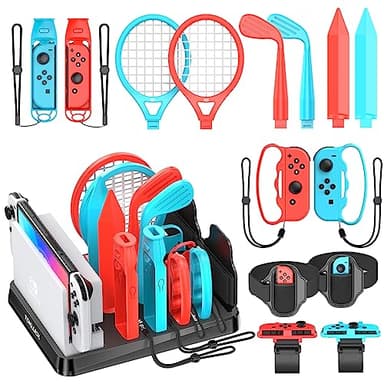 Tokluck 15 en 1 Accesorios Switch Sports 2023, Kit de Accesorios para Nintendo Switch Sports con Organizador para Consola Switch/OLED y Accesorios de Juegos Deportivos Switch Sports