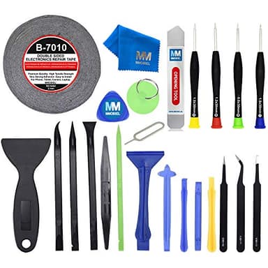 MMOBIEL 24 en 1 Kit de Herramientas con Destornilladores Profesionales incl Cinta Adhesiva de 2 mm Para Reparación de Móviles (smartphones) y Tablets