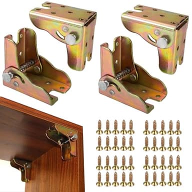 4 Piezas Bisagras Plegables, Bisagra Autoblocante 90 Grados, Bisagra Plegable Patas de Mesa Plegables, Bisagras Mesa Plegable Metal para Patas Plegable, Cocina Oficina Mesa Pared, con Tornillos