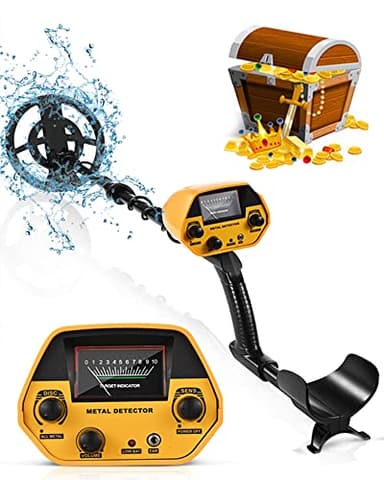 HIUYRFS Detector de Metales Alta Precisión y Impermeables Altura Ajustable 78-108 cm, Detector de Oro 2 Libras con Bobina de Búsqueda 25 cm y Conector para Auriculares Profundidad Máxima de 20 cm