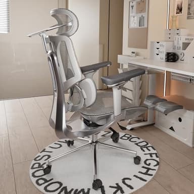 Hbada E3 Pro Silla de Oficina Ergonomica - Soporte Lumbar Dinámico de 3 Zonas, Reposacabezas 4D y Brazos 6D, Silla Ergonomica Escritorio con Reposapiés (Gris)