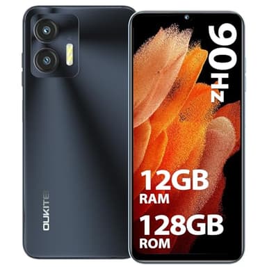 OUKITEL C36 Teléfono Móvil Libres 2025, 12GB+128GB/1TB, 6.56" Pantalla HD+90Hz, Android 14 Móvil, Batería 5150mAh, Cámara13MP Smartphone 4G Dual SIM, Octa-Core/Face ID/Fingerprint/OTG/GPS, (Negro)