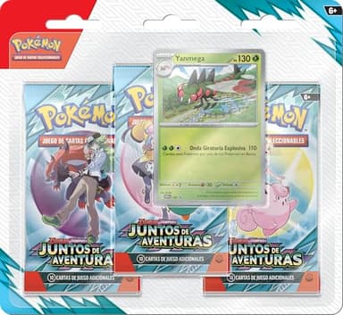 JCC Pokémon: Blíster de 3 Sobres de Mejora de Escarlata y Púrpura-Juntos de Aventuras: Yanmega (3 Sobres de Mejora y 1 Carta holográfica de promoción)
