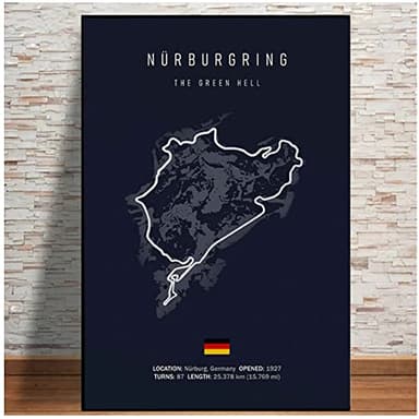 LIUZHUANGDIAN Fórmula 1 Circuito de pista Nürburgring Lienzo Pintura Arte de la pared Cuadro F1 Póster Impresión Dormitorio Decoración del hogar -40x60cm Sin marco