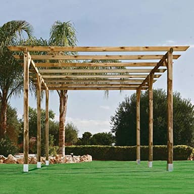 KIT PÉRGOLA MADERA 4X3.6X2.4 M + POSTES 9X9 NORTENE