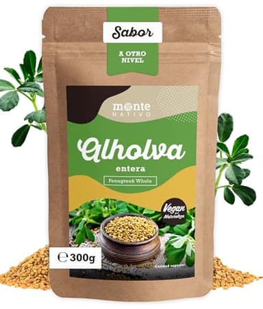 Monte Nativo - Semillas de alholva (300 g), ideales para infusión, secado natural, aromáticas, ideales para cocinar, aroma y sabor intensos