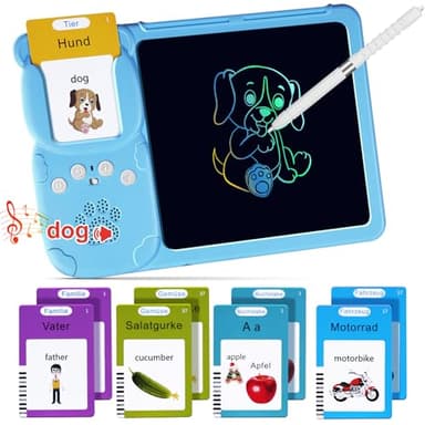 Aolso Tarjetas Flash Parlantes con Tableta de Escritura LCD,Tarjetas Flash de 510 Palabras,Juguetes Educativos,Juguetes sensoriales Montessori para Preescolares Niños 1-6 Años con Tarjetas Didácticas