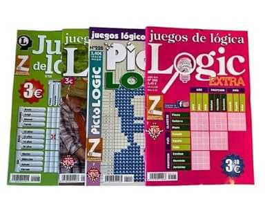Pack de 4 Libros de Pasatiempos de Lógica. Juegos de Lógica para Adultos Variados. - Ed. Zugarto -.