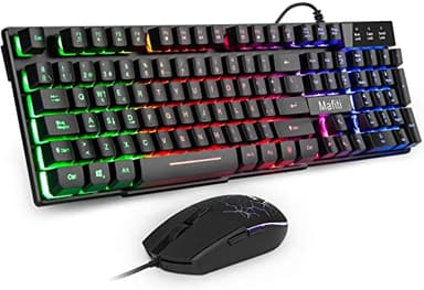 Mafiti RK101 Combo Teclado Español y Ratón,Teclado Retroiluminado y Ratón Gaming Retroiluminado, Sensación Mecánico Teclado, Ideal para Jugar y Trabajar