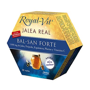 Dielisa ROYAL-VIT JALEA REAL BAL-SAN FORTE - ADULTOS - Defensas para Cada Día, Cuidado de las Funciones del Sistema Inmunitario - 1.000 mg de Jalea, Própolis, Plantas y Vitamina C - 20 Viales