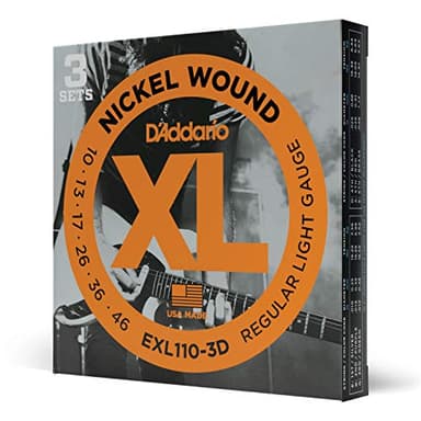 D'Addario EXL110-3D XL Nickel Wound Regular Light (.010-.046) Electric Guitar Strings 3-Pack