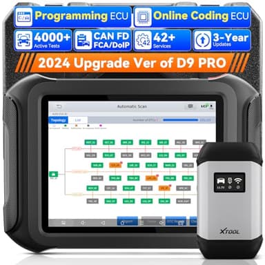 XTOOL D9S Pro OBD2 Diagnosis Español, Mapa Topología, Programación y Codificación de ECU, Todos los Sistemas Diagnosis, Prueba Activa, Soporte DoIP y Can FD, FCA V2.0, V.A.G, Actualizado D9 Pro/D9