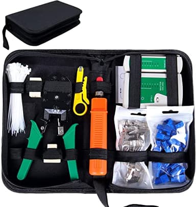 SGILE Comprobador de Cable de Red RJ45 Network Tool Kits Red Profesional Mantenimiento de la Computadora LAN Cable Tester 9 en 1 Herramientas de Reparación