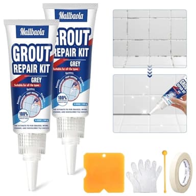 Kit de Reparación de Juntas Azulejos, Lechada para Azulejos Baño, Blanqueador Juntas Azulejos para Baño, Ducha, Cocina, Pintura de Lechada para Juntas Suelo de Secado Rápido, Kit Reparacion Baldosas