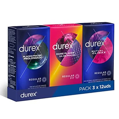 Durex Pack Placer Prolongado + Dame Placer + Mutual Climax, Pack Ahorro 36 Condones