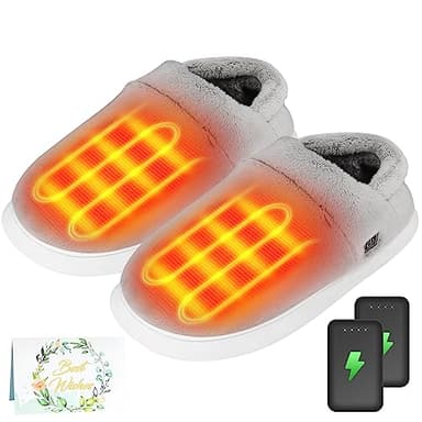 Zapatillas calefactables - Calentador de pies eléctrico para hombre y mujer, zapatillas calefactables con 2 baterías de 4000 mAh, para adultos