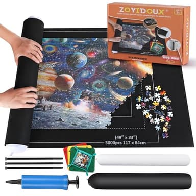 Tapete Puzzle, Tapete para Enrollar Puzzles, Tapete para Puzzles 3000 Piezas, Puzzle Mat Negro,Estera de Rompecabezas Portátil, Puzzle Mat Roll