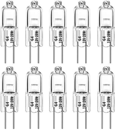 VINBE Bombilla halógena G4 T3 20 Watt 280lm G4 Bi-Pin AC/DC Lámpara de 12 voltios para luz de disco, candelabro, luz de riel, 20W 12V blanco cálido 2700K (paquete de 10)