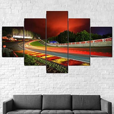 ZHRMGHG Decoración Pared Póster Circuito De F1 De SPA Franc Orchamps Grandes Lienzo XXL Modernos Cuadros Decoración Hogar 5 Piezas Cuadro sobre Lienzo Mural HD Impresión Regalo
