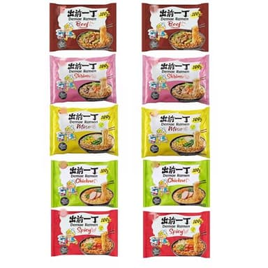 YIJIA Variedad de saboresInstant Noodle Tallarines - Ramen Fideos Instantáneos - Sabor Paquetes mezclados A Pack 10