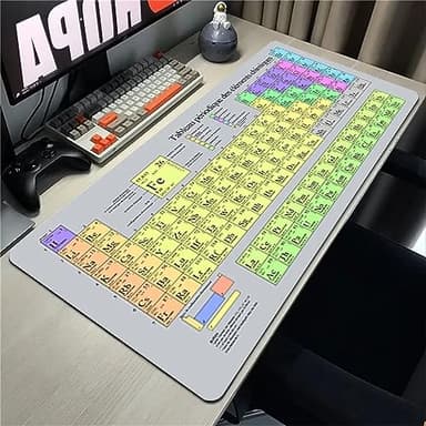 Alfombrilla de Ratón Grande XXL 600x300x2mm Gaming Mouse Pad Elementos De La Tabla Periódica Alfombrilla Escritorio con Bordes Cosidos Textured Superficie Lavable Velocidad para PC, portátil