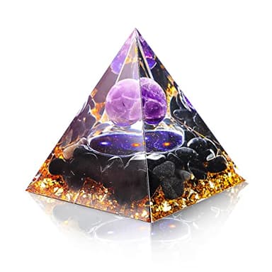 Piedra preciosa de amatista, cristal curativo, pirámide natural, cristal de meditación, pirámide de cristal, pirámide de chakras, pirámide de cristal de orgón, pirámide de salud, para yoga, oficina,