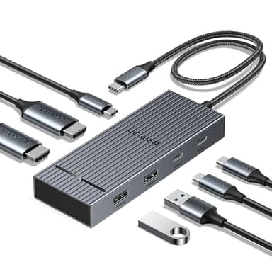 UGREEN Revodok Pro 207 10Gbps Hub USB C Doble HDMI 4K 60Hz PD 100W Docking Station 7 en 1 Adaptador Tipo C 3.2 Extensione de 2 Pantallas Diferentes para Windows