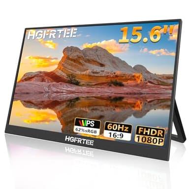 HGFRTEE Monitor Portatil 15.6 Pulgadas 1080P FHD IPS Pantalla Portatil Monitor Portátil de Viaje para Portátil Móvil con Soporte,USB-C HDMI Segunda Pantalla Externa para portátil/Pc/Mac/Xbox/Teléfono
